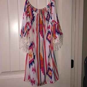 Off the Shoulder Multi-Color Dress